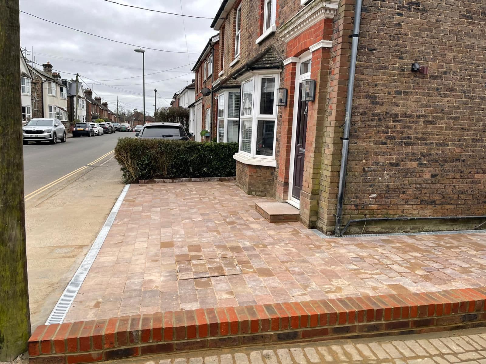 Finished block-paved driveway at the front of a home in West Sussex